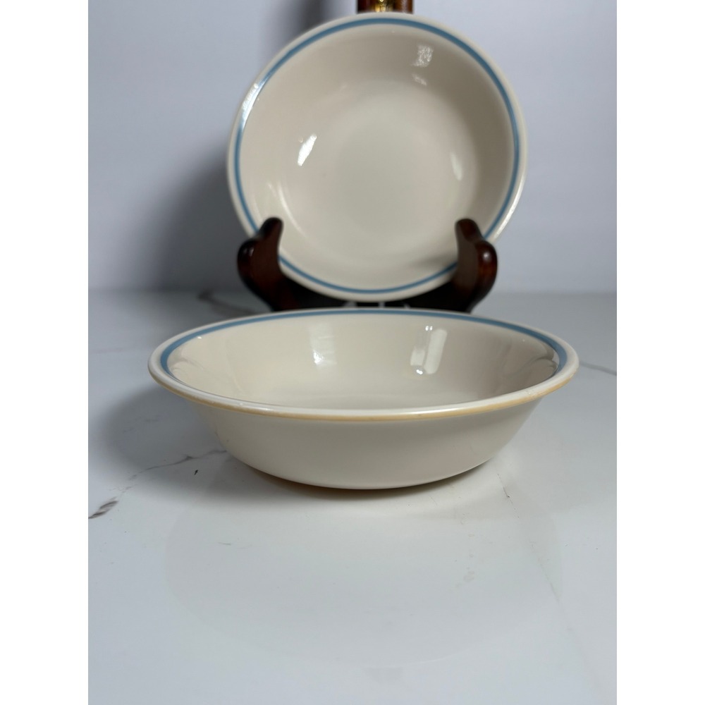 Corelle Livingware Morning Blue 6.25" Vintage Cereal Bowls Set of 6 Blue‎ Rim